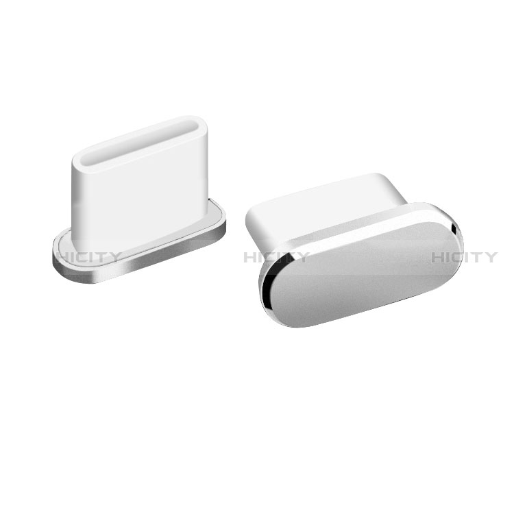 Tappi Antipolvere USB-C Jack Anti-dust Type-C Anti Polvere Universale H06 per Apple iPhone 15 Plus Argento